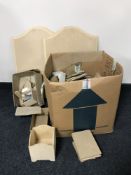 A crate of MDF handicraft, blanks for decoupage,