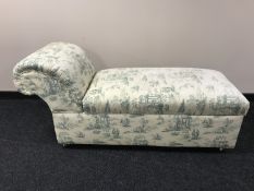 An early 20th century storage chaise longue, on ceramic castors, width 155 cm.