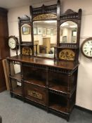 A 19th century aesthetic period mirror backed sideboard, with painted panel decoration,width 168 cm.