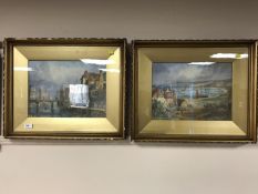 E. Nevil : Whitby, watercolour, 36 cm x 26 cm, together with a companion piece.