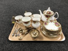 A tray of seventeen pieces of Royal Albert Old Country roses tea china together with two sets of