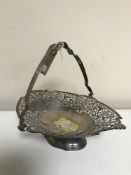 An early twentieth century silver swing handled basket with pierced rim, width 30 cm.