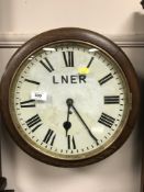 A Victorian and later oak wall clock : LNER