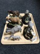 A tray of six Country Artists Donkey figures with name plates