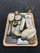 A twentieth century dressing table set together with a vintage child's hat, cigarette cases,