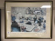 Two signed limited edition Bob Farndon prints - Court room scenes,