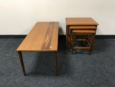 A nest of three teak Stag coffee tables and a 1970's teak coffee table