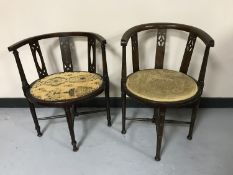 Two antique mahogany elbow chairs