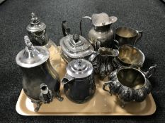 A tray of twentieth century plated ware, tankard,