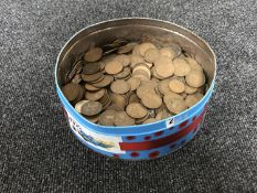 A tin of Victorian and Georgian pennies