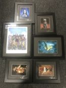 Six framed Terry Pratchett disc world colour prints signed (6)