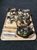 A tray of seven Border Fine Arts figures - Donkeys (two boxed), with name plates,