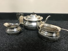 A three piece plated tea service