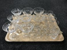 A tray of crystal and glasses