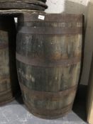 A coopered oak whiskey barrel