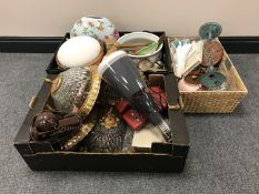 Three boxes of miscellaneous, Victorian style stool,