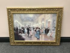 A decorative gilt framed print - Victorian ballroom