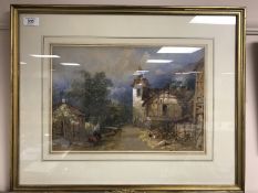 Edward Richardson (1810-1874) : Italian Village, watercolour, signed, dated 1855, 26 cm x 39 cm,