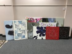 Nine assorted wall canvases - portrait of a cow by Amelia Rose,