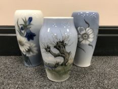Three Royal Copenhagen vases,