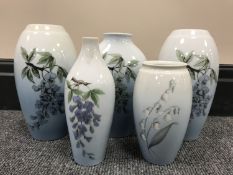 Five assorted Bing & Grondahl Danish vases,