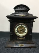 A pine cased German 14 day striking clock with enamelled dial