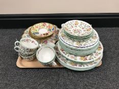 A tray containing nine pieces of gilded Hammersley floral china together with twenty-eight pieces