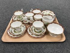 A tray of twenty two pieces of Royal Albert Chelsea Bird tea china