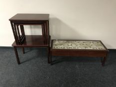 A Danish Poul M Jessen tiled topped three drawer low table,