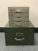 A mid-20th century Veteran Series filing drawer together with a metal five drawer index chest