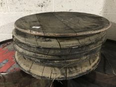 Seven oak whiskey barrel lids