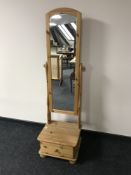 A pine framed cheval mirror