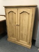 A reclaimed pine two drawer cupboard