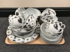 Thirty-four pieces of Porsgrund floral tea and dinner china