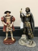 A Regency Fine Arts figure of Henry VIII and a Leonardo Collection figure of King Arthur