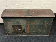 A late 19th century pine domed topped trunk