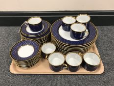 A tray containing thirty-four pieces of Fitz & Floyd Chaumont tea china