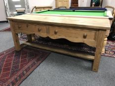 A reclaimed pine Victorian style dresser base fitted with two drawers