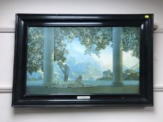 After Maxfield Parrish : Day break, colour print, framed.