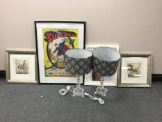 A framed colour Superman print,