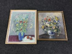 Two gilt framed continental school oils - still life