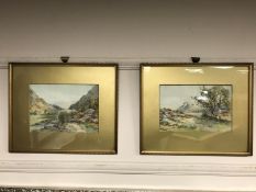 Harry Sticks : A shallow stream in a mountainous landscape, watercolour, 28 cm x 19 cm, framed,