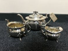 A three piece Daniel & Arter plated tea service