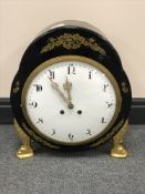 An ornate 19th century Lenzkirch lacquered and gilded time-piece, height 44 cm.