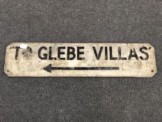 A cast metal street sign 'To Glebe Villas'