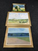 Three gilt framed continental school oils on canvas