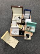 A tray of collection of sterling silver and costume jewellery,