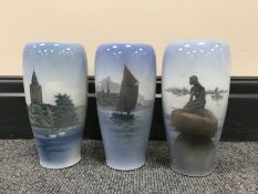 Three Royal Copenhagen vases,