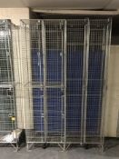 A pair of wire metal four door lockers