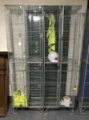 A pair of wire metal four door lockers